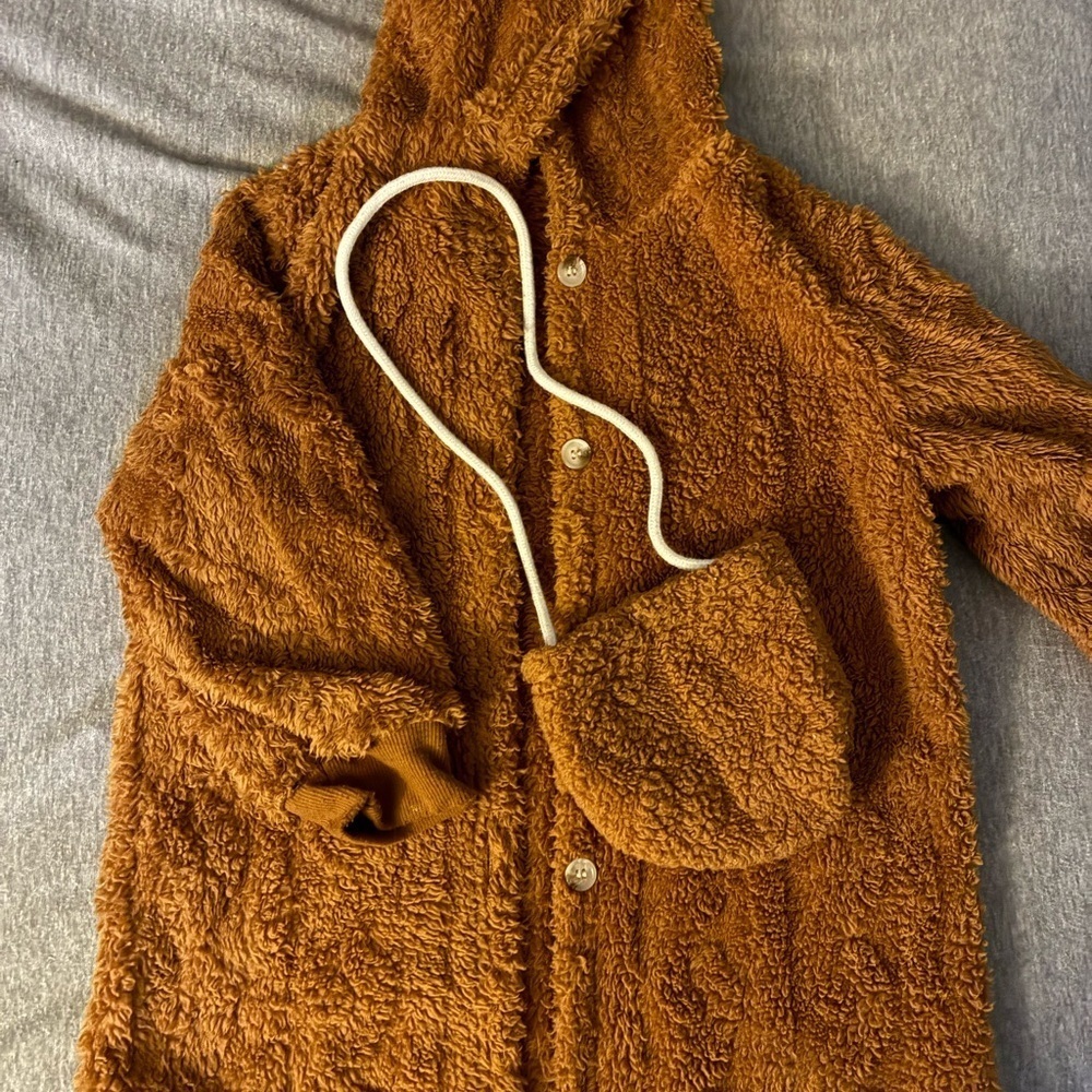 SHEIN Warm Brown Kids Jacket with Hood